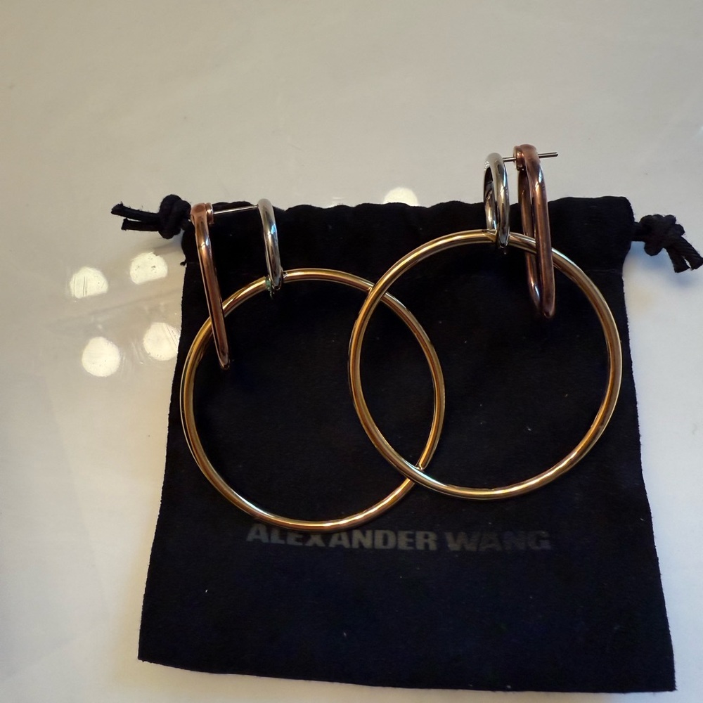 Alexander Wang Gold and Silver Hoop Earrings